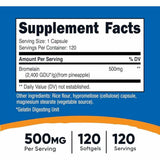 Bromelina - 500 mg - 120 Cápsulas Vegetarianas - Haz Tu Pedido