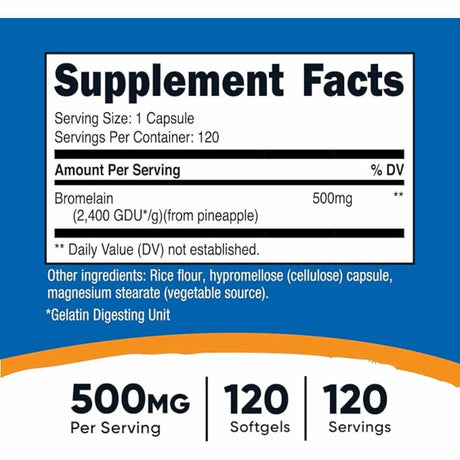 Bromelina - 500 mg - 120 Cápsulas Vegetarianas - Haz Tu Pedido