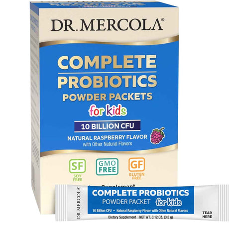 Dr. Mercola  Probióticos Completos para Niños 10 Mil Millones CFU - Sabor Frambuesa - 105 g - Haz Tu Pedido