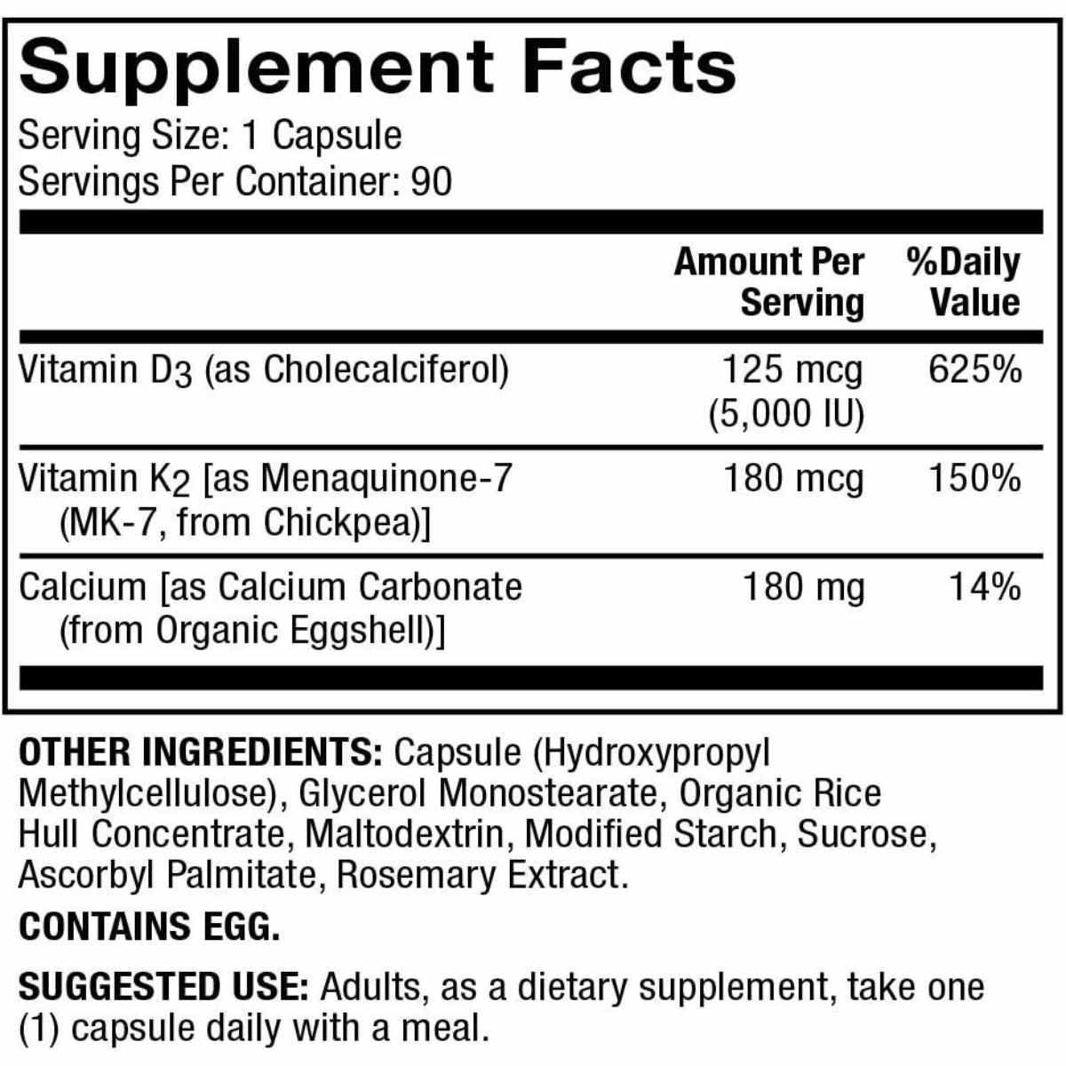 Calcio con Vitamina D3 y K2 - Haz Tu Pedido