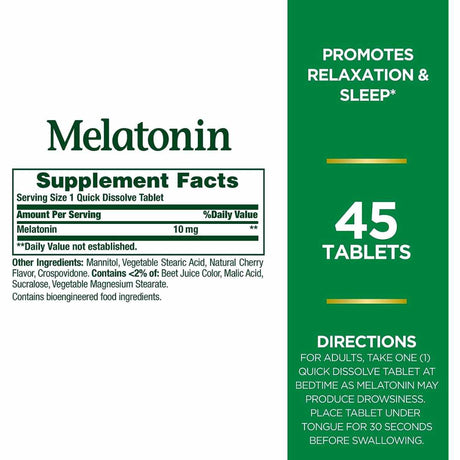 Melatonina 10 mg - 45 Tabletas - Haz Tu Pedido