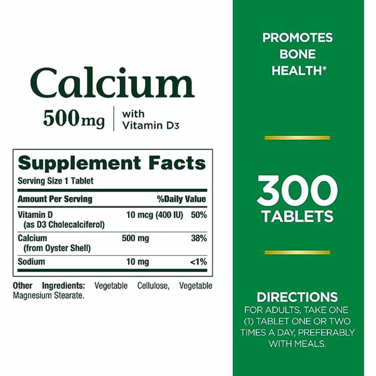 Calcio 500mg con Vitamina D3 - 300 Tabletas - Haz Tu Pedido