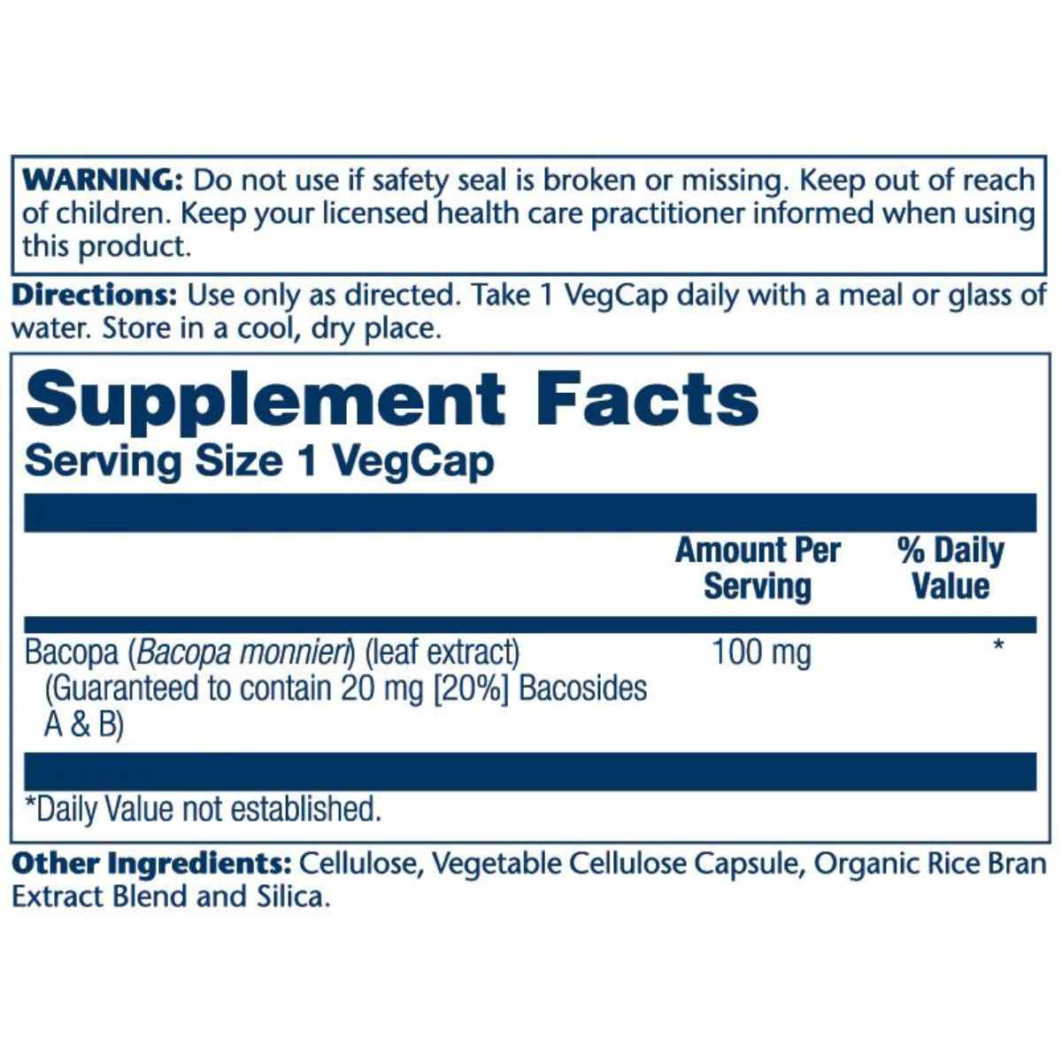Bacopa - 100 mg - 60 Cápsulas - Haz Tu Pedido