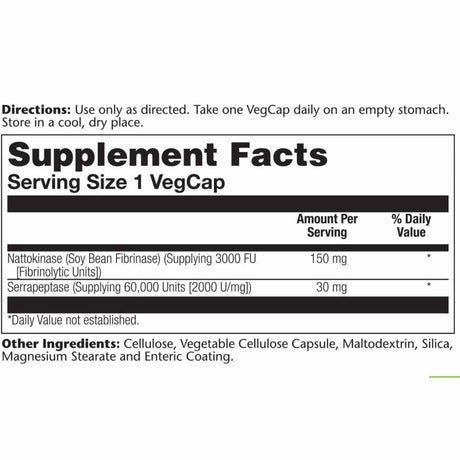 Nattokinase y Serrapeptase - 30 Cápsulas Veganas - Haz Tu Pedido