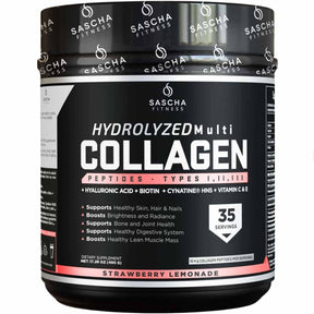 Sascha Fitness Hydrolyzed Collagen - Sabor Fresa y Limón - 490 g - Haz Tu Pedido