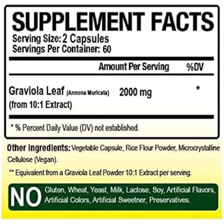 Graviola 2000 mg - 120 Cápsulas - Haz Tu Pedido