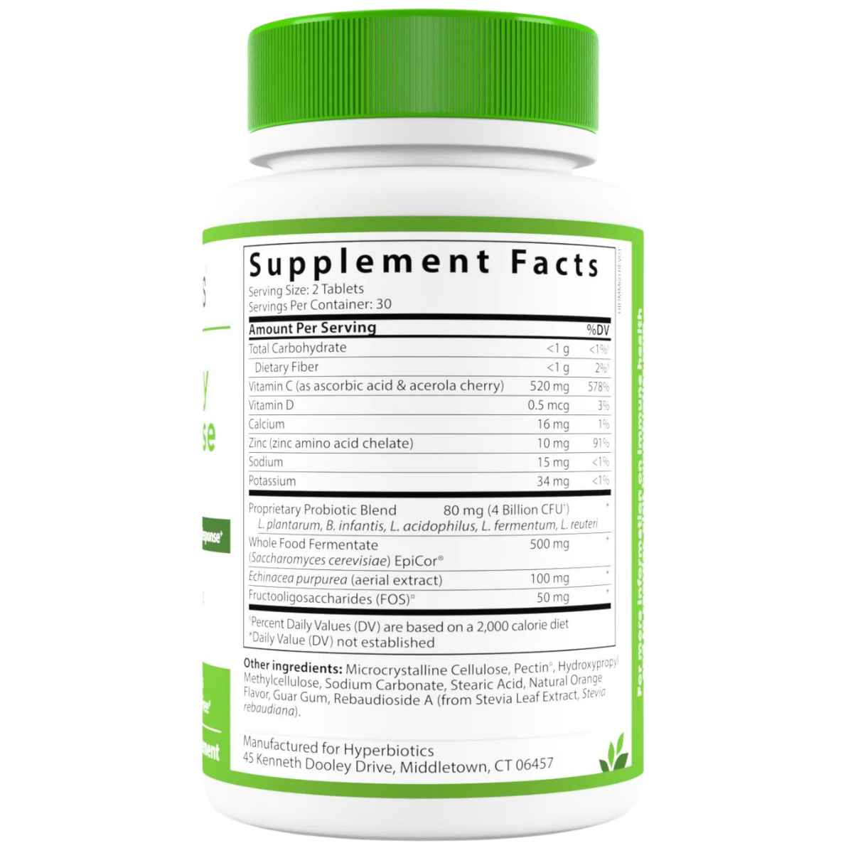 Hyperbiotics Epicor® Probiótico PRO Defensa Intestinal para Salud Digestiva e Inmunológica 4 Mil Millones CFU - 60 Tabletas de Liberación Prolongada - Tabla Nutricional - Haz Tu Pedido