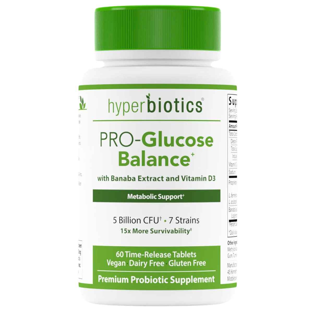 Hyperbiotics Probiótico PRO Balance de Glucosa para un Metabolismo y Digestión Saludable 5 Mil Millones CFU - 60 Tabletas de Liberación Prolongada - Haz Tu Pedido