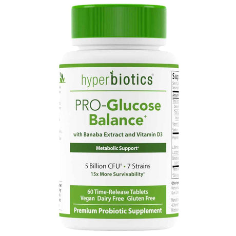 Hyperbiotics Probiótico PRO Balance de Glucosa para un Metabolismo y Digestión Saludable 5 Mil Millones CFU - 60 Tabletas de Liberación Prolongada - Haz Tu Pedido