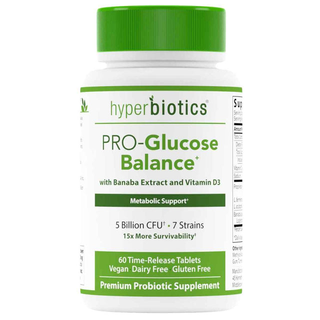 Hyperbiotics Probiótico PRO Balance de Glucosa para un Metabolismo y Digestión Saludable 5 Mil Millones CFU - 60 Tabletas de Liberación Prolongada - Haz Tu Pedido