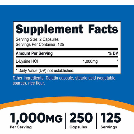 L-Lisina - 1000 mg - 250 Cápsulas - Haz Tu Pedido