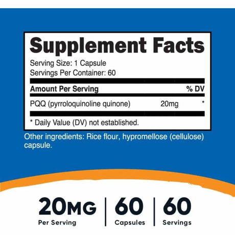 Pirroloquinolina Quinona 20 mg - 60 Cápsulas - Haz Tu Pedido