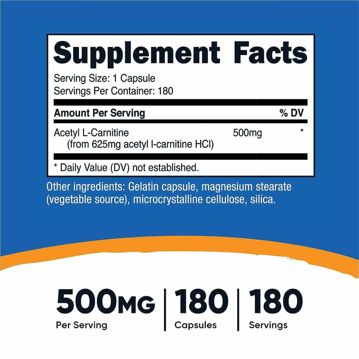 Acetil L-Carnitina - 500 mg - 180 Cápsulas - Haz Tu Pedido
