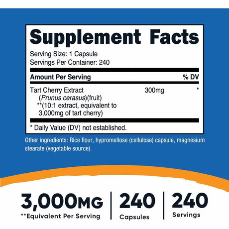 Extracto de Cereza Ácida - 3000 mg - 240 Cápsulas - Haz Tu Pedido