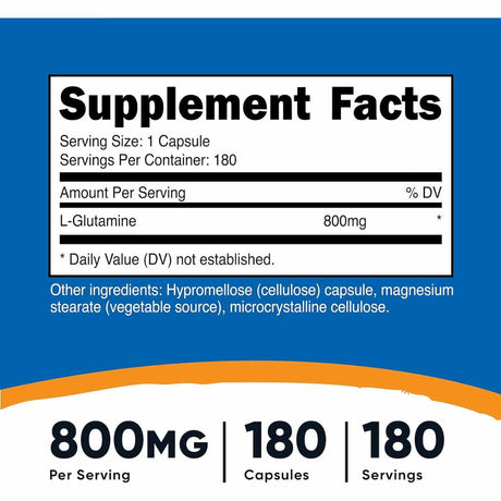 L-Glutamina - 800 mg - 180 Cápsulas - Haz Tu Pedido