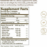 Solgar Aceite de Linaza  1250 mg - 100 Cápsulas Blandas - Tabla Nutricional - Haz Tu Pedido