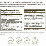 Solgar Extracto de Hongos Reishi, Shiitake, Maitake - 50 Cápsulas Vegetales - Tabla Nutricional - Haz Tu Pedido