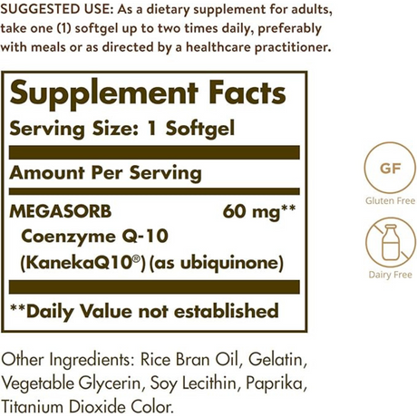 Solgar CoQ-10 60 mg - 120 Cápsulas Blandas