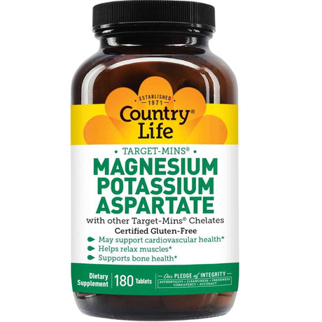 Country Life Target-Mins Aspartato de Magnesio y Potasio - 180 Tabletas - Haz Tu Pedido