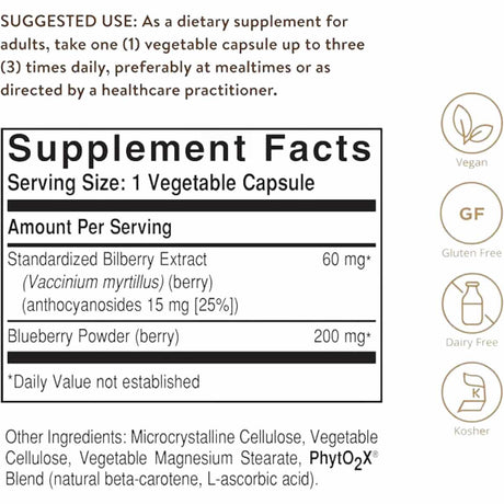 Solgar Extracto de Arándano - 60  Cápsulas Vegetales - Tabla Nutricional - Haz Tu Pedido