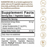 Solgar Extracto de Hoja de Ginkgo Biloba - 60  Cápsulas Vegetales - Tabla Nutricional - Haz Tu Pedido