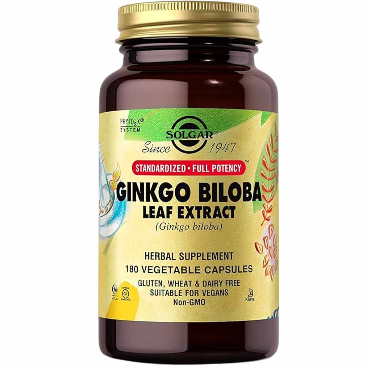 Solgar Extracto de Hoja de Ginkgo Biloba - 180 Cápsulas Vegetales - Haz Tu Pedido