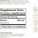 Solgar Glicina  500 mg - 100  Cápsulas Vegetales - Tabla Nutricional - Haz Tu Pedido