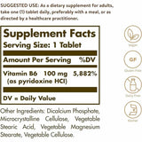 Solgar Vitamina B6  100 mg - 100 Tabletas - Tabla Nutricional - Haz Tu Pedido