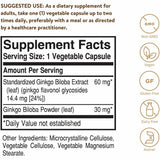 Solgar Ginkgo Biloba - 120  Cápsulas Vegetales - Tabla Nutricional - Haz Tu Pedido