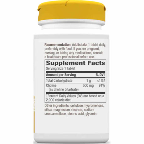 Natures Way Colina  500 mg - 100  Tabletas - Tabla Nutricional - Haz Tu Pedido