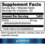 Douglas Laboratories DHEA 25 mg - 120 Tabletas de disolución rápida - Tabla Nutricional - Haz Tu Pedido