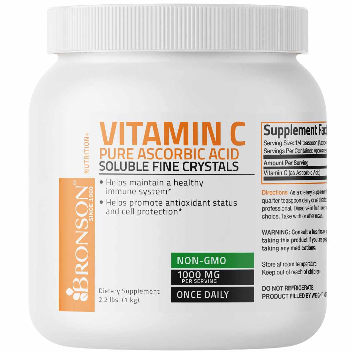 Bronson Bronson Vitamina C Ácido Ascórbico Puro Cristales 1000 mg - 1 kg - Haz Tu Pedido
