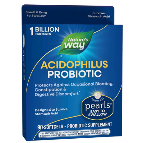 Natures Way Pearls® Probiótico Acidophilus 1 Mil Millones CFU - 90 Cápsulas Blandas - Haz Tu Pedido