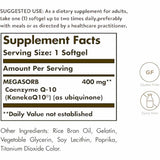 Solgar CoQ-10 400 mg - 30  Cápsulas Blandas - Tabla Nutricional - Haz Tu Pedido