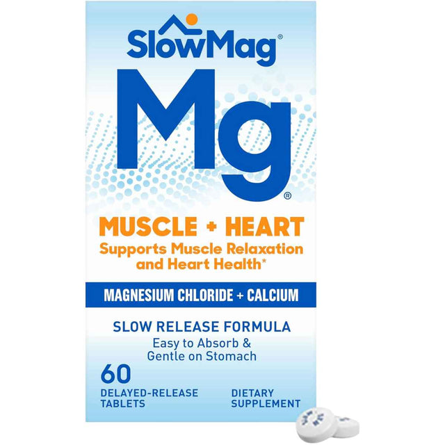 SlowMag  Cloruro de Magnesio para Salud Cardiovascular y Muscular - 60 Tabletas - Haz Tu Pedido