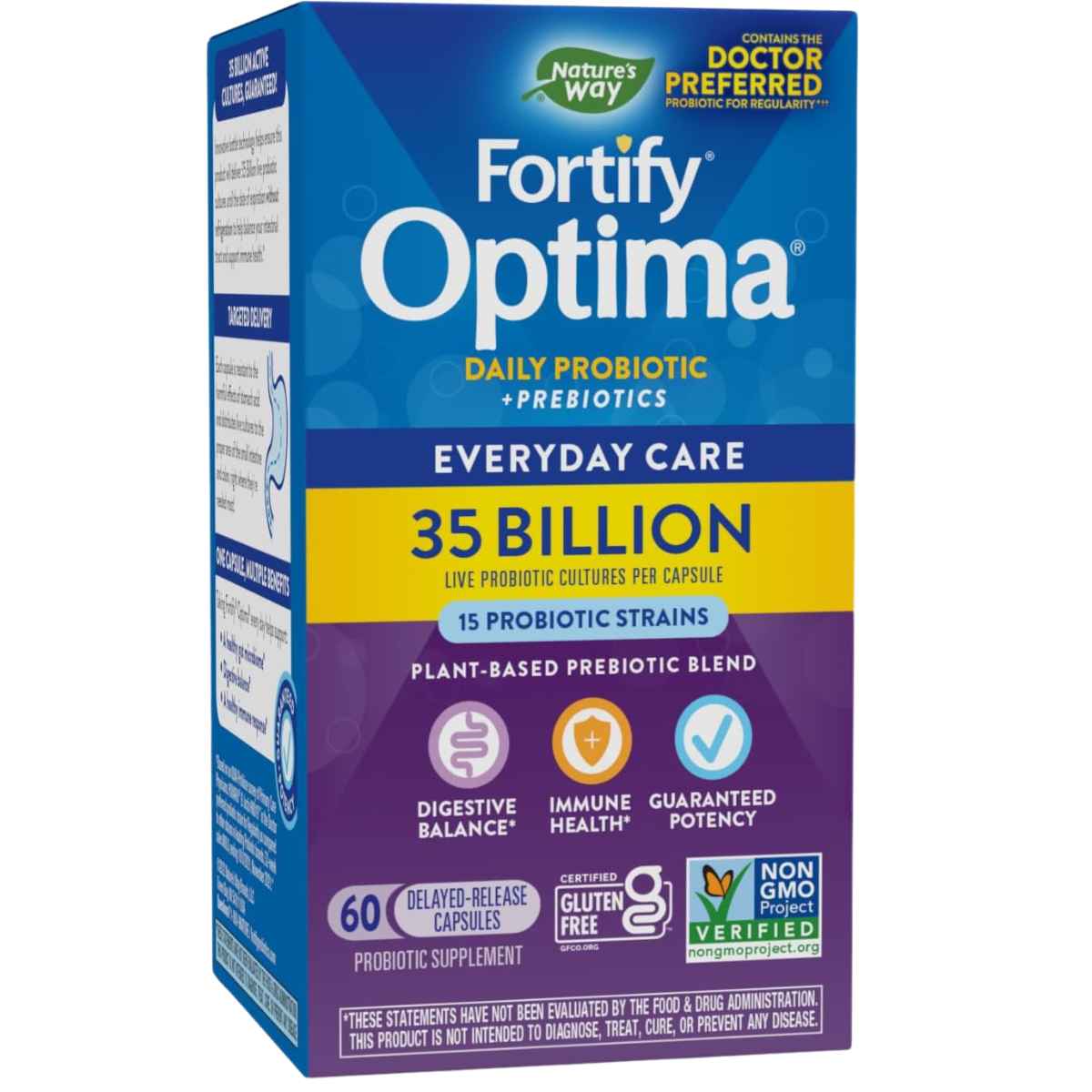 Natures Way Fortify® Optima® Probiótico y Prebiótico 35 Mil Millones CFU - 60 Cápsulas de Liberación Retardada - Haz Tu Pedido
