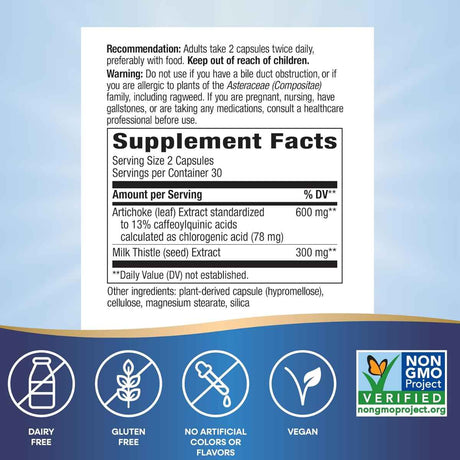 Nature's Way Extracto de Alcachofa para Salud Digestiva - 60 Cápsulas Veganas