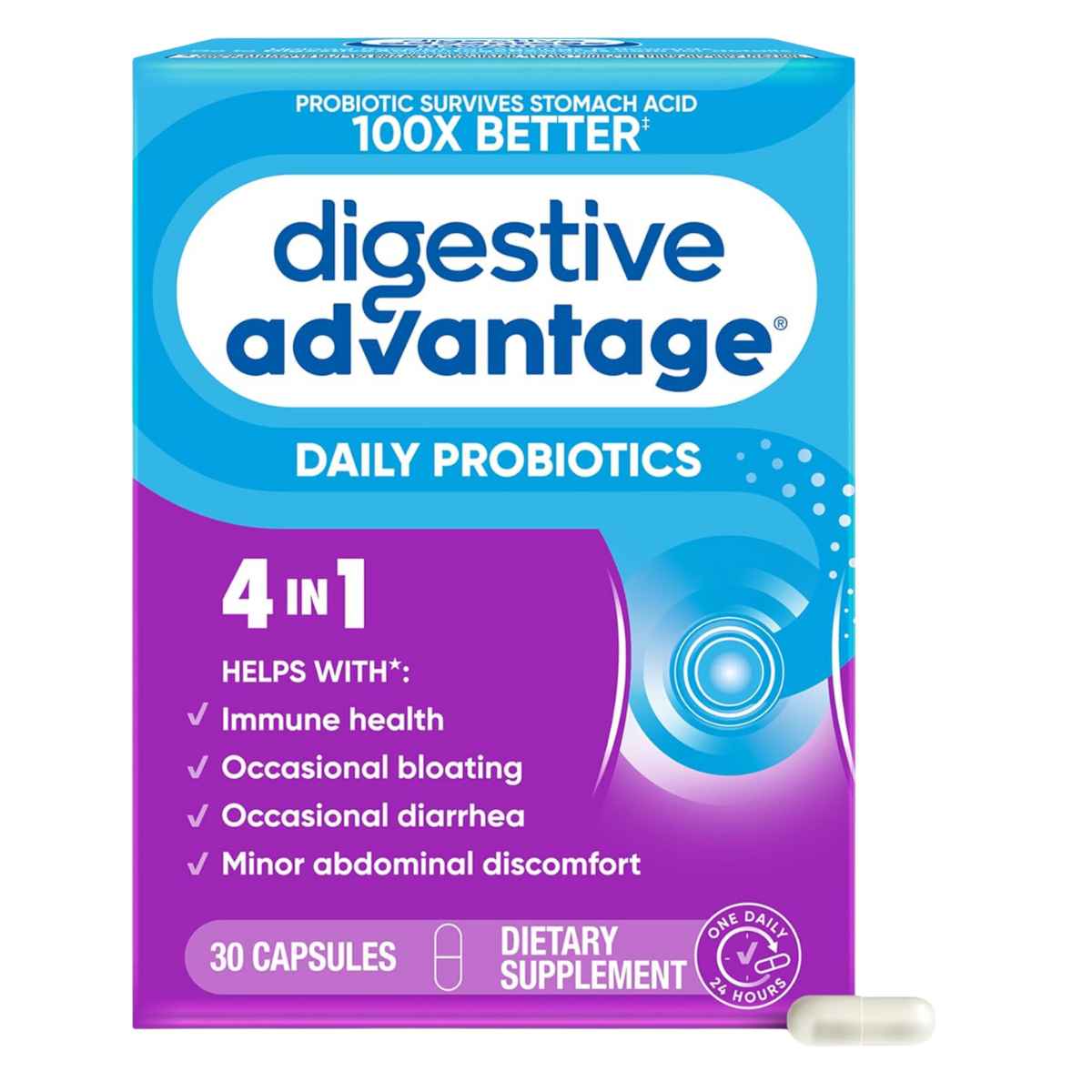 Schiff Digestive Advantage® Probiótico Diario 4 en 1 - 30 Cápsulas - Haz Tu Pedido