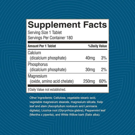 Nature's Sunshine Magnesio - Sabor Hierbabuena - 180 Tabletas - Tabla Nutricional - Haz Tu Pedido