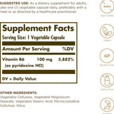 Solgar Vitamina B6 - 100 mg - 100 Cápsulas Vegetales - 100 Porciones
Haz Tu Pedido