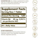 Solgar Vitamina B6 50 mg - 100 Tabletas - Tabla Nutricional - Haz Tu Pedido
