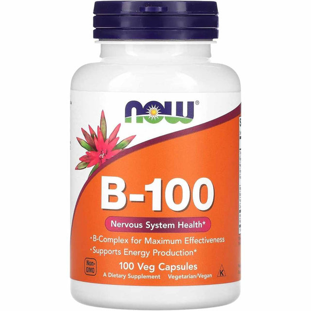 NOW Foods Vitamina B-100 - 100 Cápsulas Veganas - Haz Tu Pedido