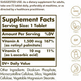 Solgar Vitamina A 1500 mcg - 100  Tabletas - Tabla Nutricional - Haz Tu Pedido