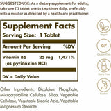 Solgar Vitamina B6  25 mg - 100 Tabletas - Tabla Nutricional - Haz Tu Pedido