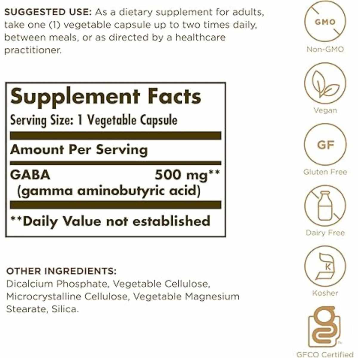 Solgar GABA 500 mg - Cápsulas Vegetales