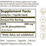 Solgar DLPA  500 mg - 100  Cápsulas Vegetales - Tabla Nutricional - Haz Tu Pedido