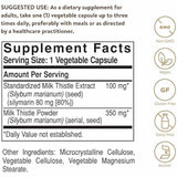 Solgar Cardo Mariano - 100  Cápsulas Vegetales - Tabla Nutricional - Haz Tu Pedido