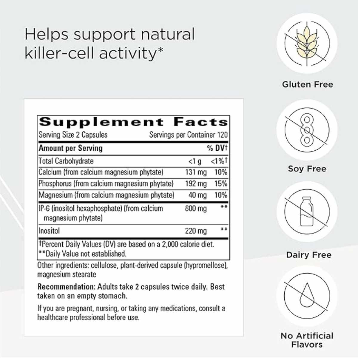 Integrative Therapeutics Soporte Inmunológico  - 120 Cápsulas - Tabla Nutricional - Haz Tu Pedido