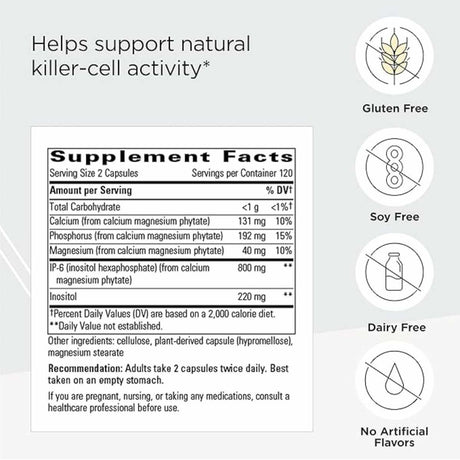 Integrative Therapeutics Soporte Inmunológico  - 120 Cápsulas - Tabla Nutricional - Haz Tu Pedido