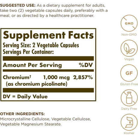 Solgar Chromium Picolinate 500 mcg - Haz Tu Pedido
